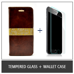 Tempered Glass + Wallet Case